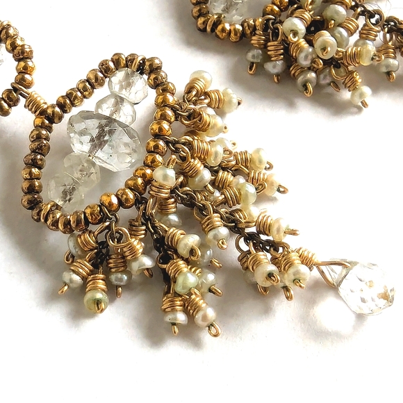 bo j.c. 14k rolled gold earrings Luxury Artisan Mini Handwired Pearls Galore 💎 - Picture 3 of 12